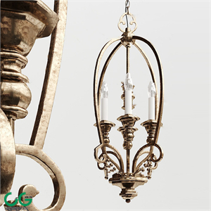 European Classical Metal Long Chandelier 3d Model 02